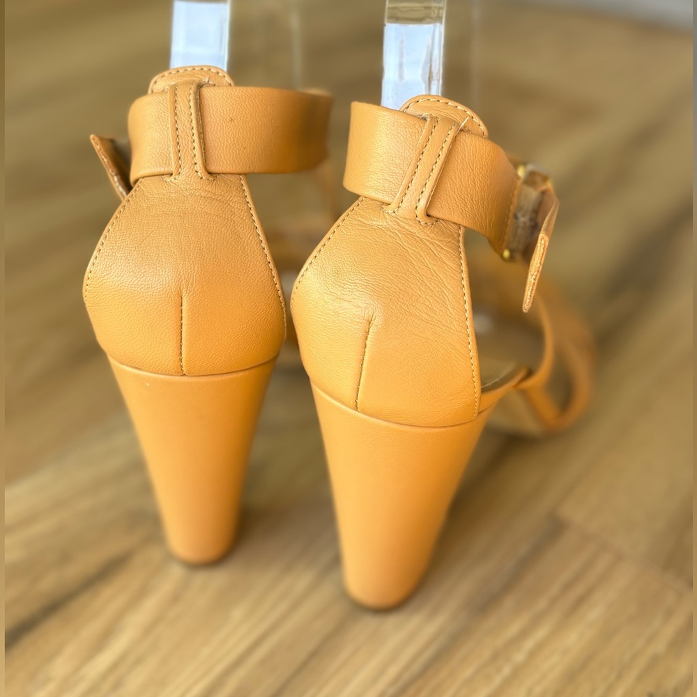 J Crew Made in Italy Mari Tan Leather Strappy Heeled Sandals Size 9 1/2 - Picture 4 of 7
